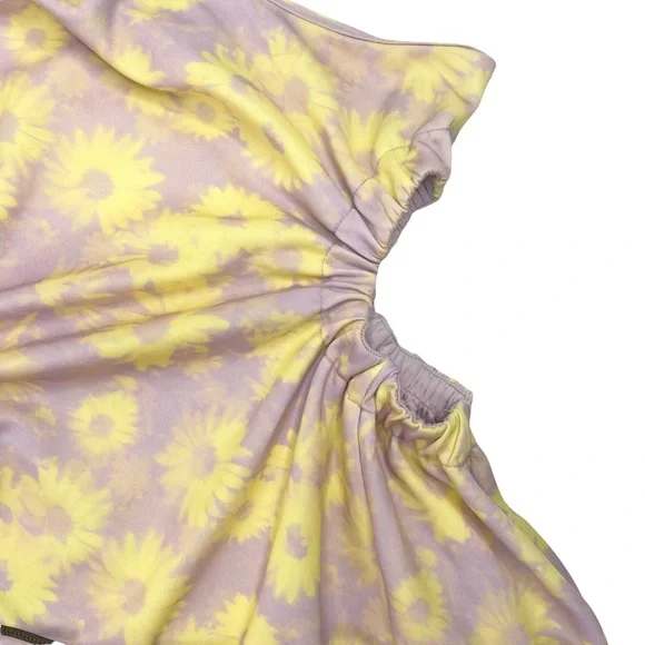 ASOS One Shoulder Puff Sleeve Cut Out Floral Midi Dress - Picture 7 of 16